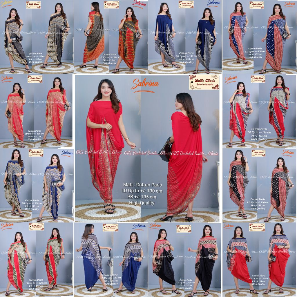 SABRINA Dress Kaftan ORI Batik Solo Catton Paris (Ld-+130 cm)