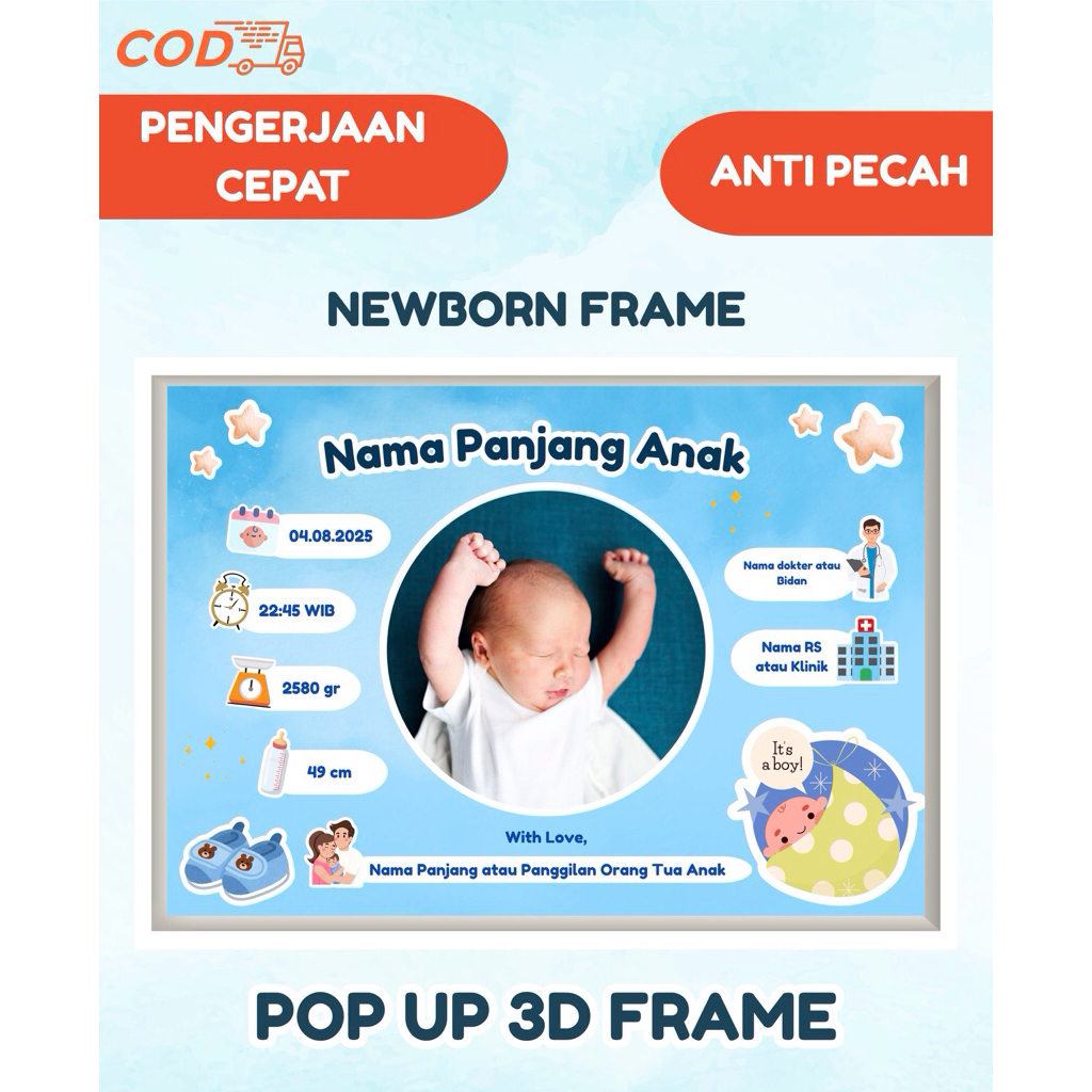 NEW BORN FRAME | NEWBORN FRAME | POP UP FRAME | POP UP 3D FRAME | IDE KADO LAHIRAN | IDE KADO UNIK