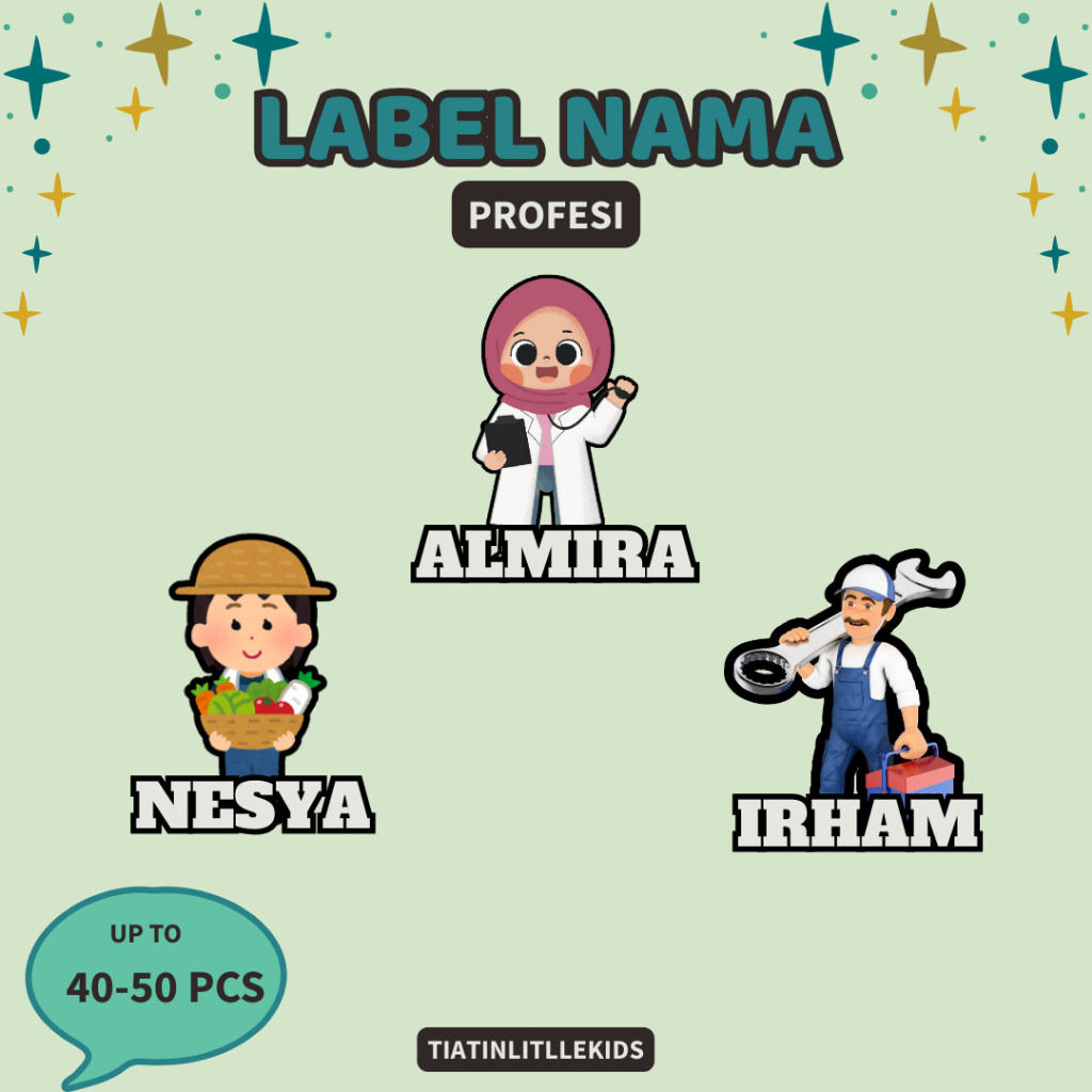 

Isi 30 pcs Sticker Nama Barang Anak Custom Sticker Vinyl Nama Anti Air Waterproof Sticker Label Nama
