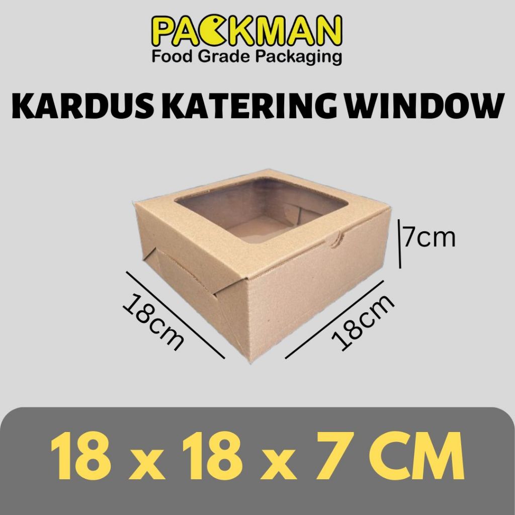 

(WINDOW)KARDUS KATERING 18x18x7 / KOTAK MAKANAN / BOX KARTON CORUGATED DIE CUT E-FLUTE / KUE CAKE