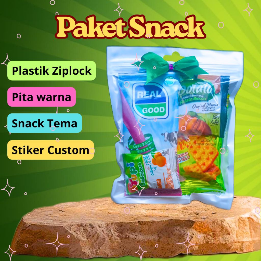 

Paket Snack Ulang Tahun Hampers Mini Gift ukuran sedang Snack Tema Free Pita Plastik Ziplock