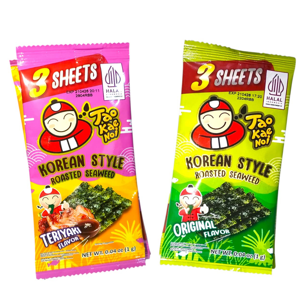 

Tao Kae Noi Korean Style Roasted Seaweed 1gr - Rcg 6 Pcs Snack Rumput Laut Panggang