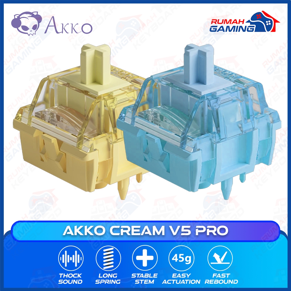 SWITCH - AKKO CREAM BLUE - CREAM YELLOW - V5 PRO - 5 PIN - 45g - PCB Mount - Mechanical Keyboard