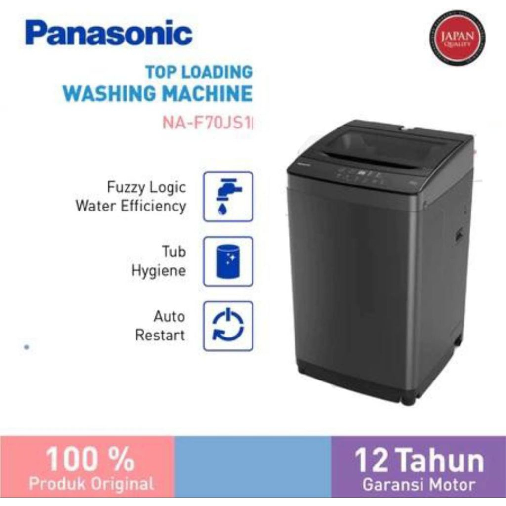 MESINCUCI PANASONIC 7 KG TOP LOADING NA-F70JS1GSG MESIN CUCI PANASONIC 7KG 1 TABUNG TOPLOADING MESIN