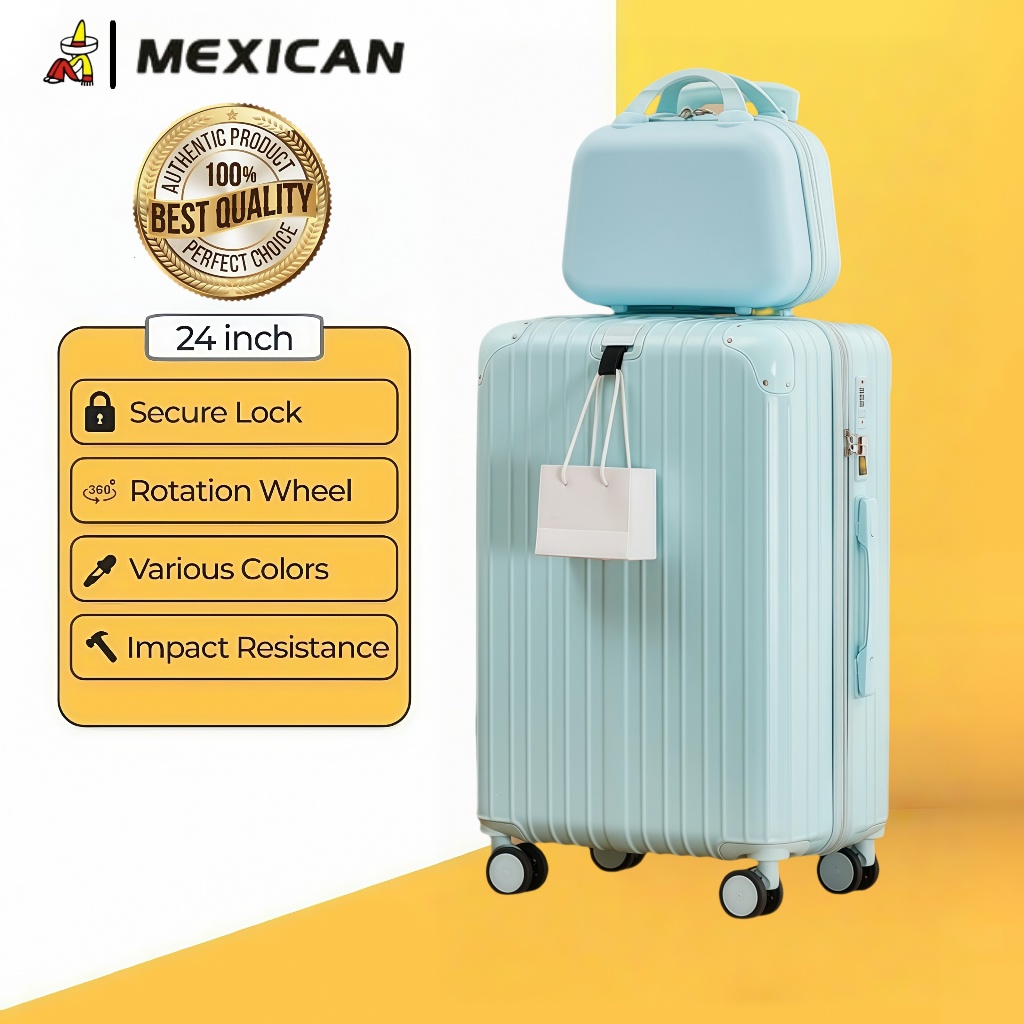 Mexican Koper Travel 2 in 1 Koper Bagasi 22'' 24'' Inch USB Charger Kapasitas Besar Koper Kabin 20 I