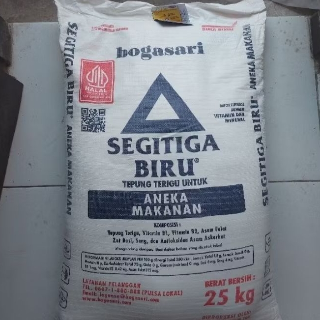 

Tepung Terigu / Segitiga Biru / Bogasari 25 KG. khusus Instan