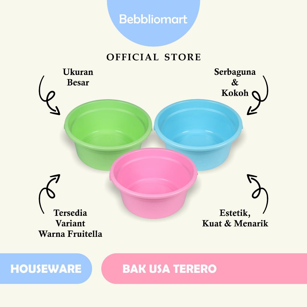 Bak USA Terero 22 Fruitella / Bak Mandi Plastik Bulat Tebal / Ember Air Serbaguna