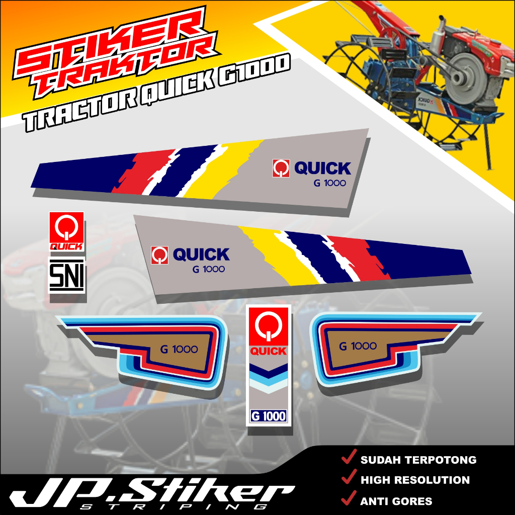 Sticker Traktor Quick G1000 Full Set Sudah Cutting Striping Variasi Tractor G 1000 JPS-02