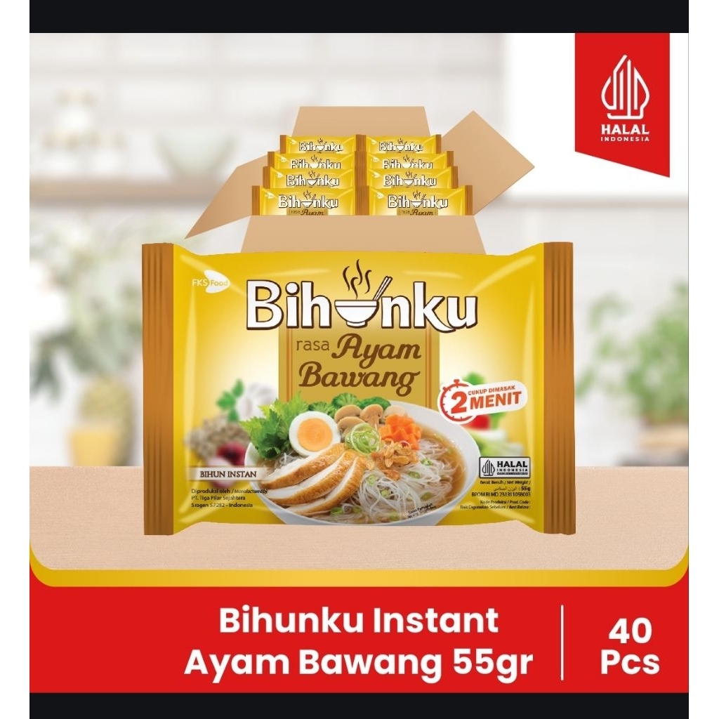 

Bihunku Instan - Ayam Bawang - 1 Karton - 40 Pcs - 55