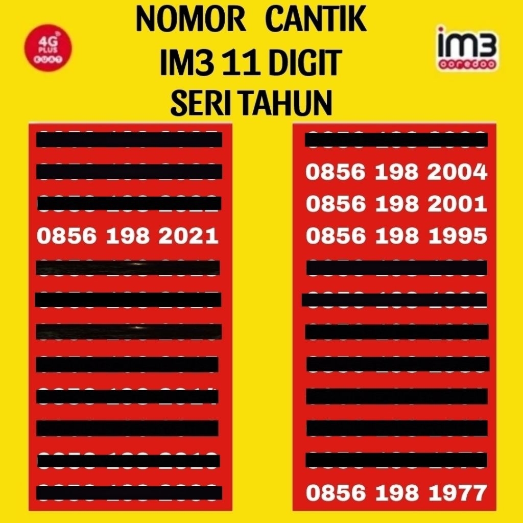 Nomor Cantik Indosat Seri Tahun (Kartu Perdana IM3)