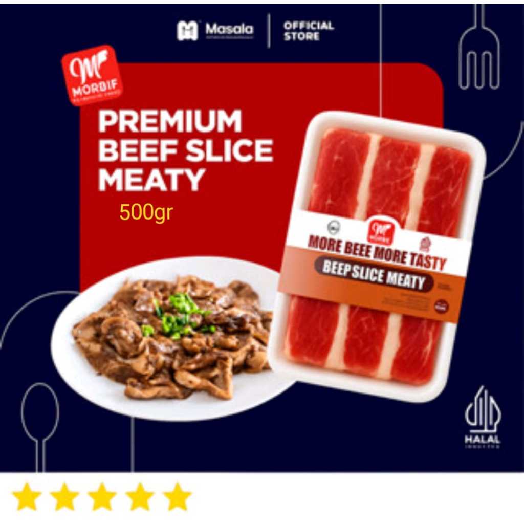 

Beef Slice Meaty MORBIF 500gr - Daging Sapi Slice Tipis Beku Premium Siap Masak untuk Shabu & Tumis