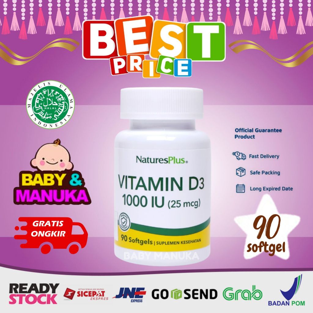 Natures Plus Vitamin D3 1000iu isi 90 softgel - kesehatan tulang dan imun tubuh