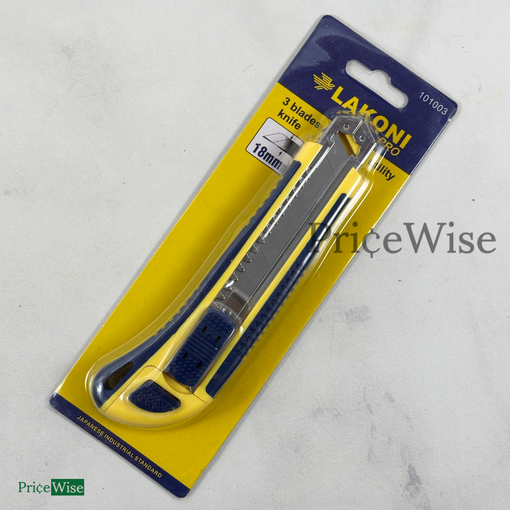 

Cutter 18 mm Lakoni 101003 Free Refill 3 pcs / Auto Load Utility Knife / Pisau Gunting / Kater 18 mm