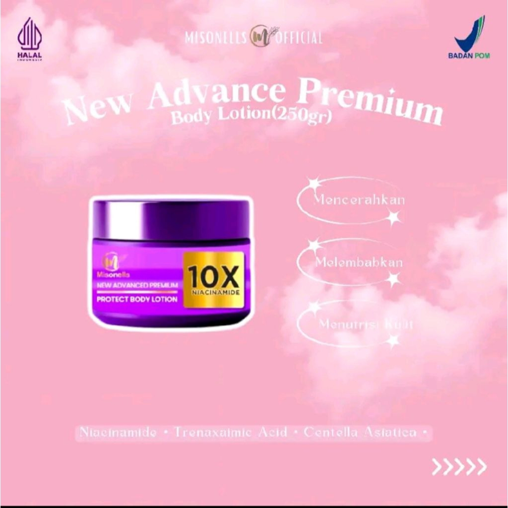 (ORI 100%) 1PCS MISONELLS HB DOSTING NEW ADVANCE PREMIUM PROTECT BODY LOTION NIACINAMIDE 10% GLUTATI