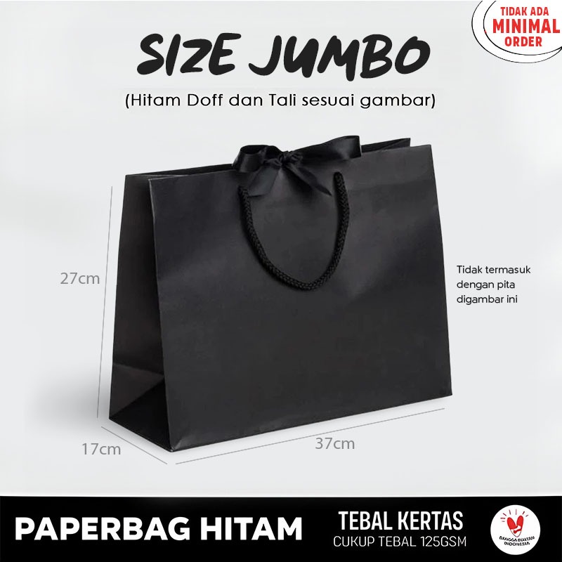 

(SIZE JUMBO) Paper Bag Hitam Besar 27x17x37 CM / Paper Bag Jumbo Hitam / Papper Bag Kado Baju