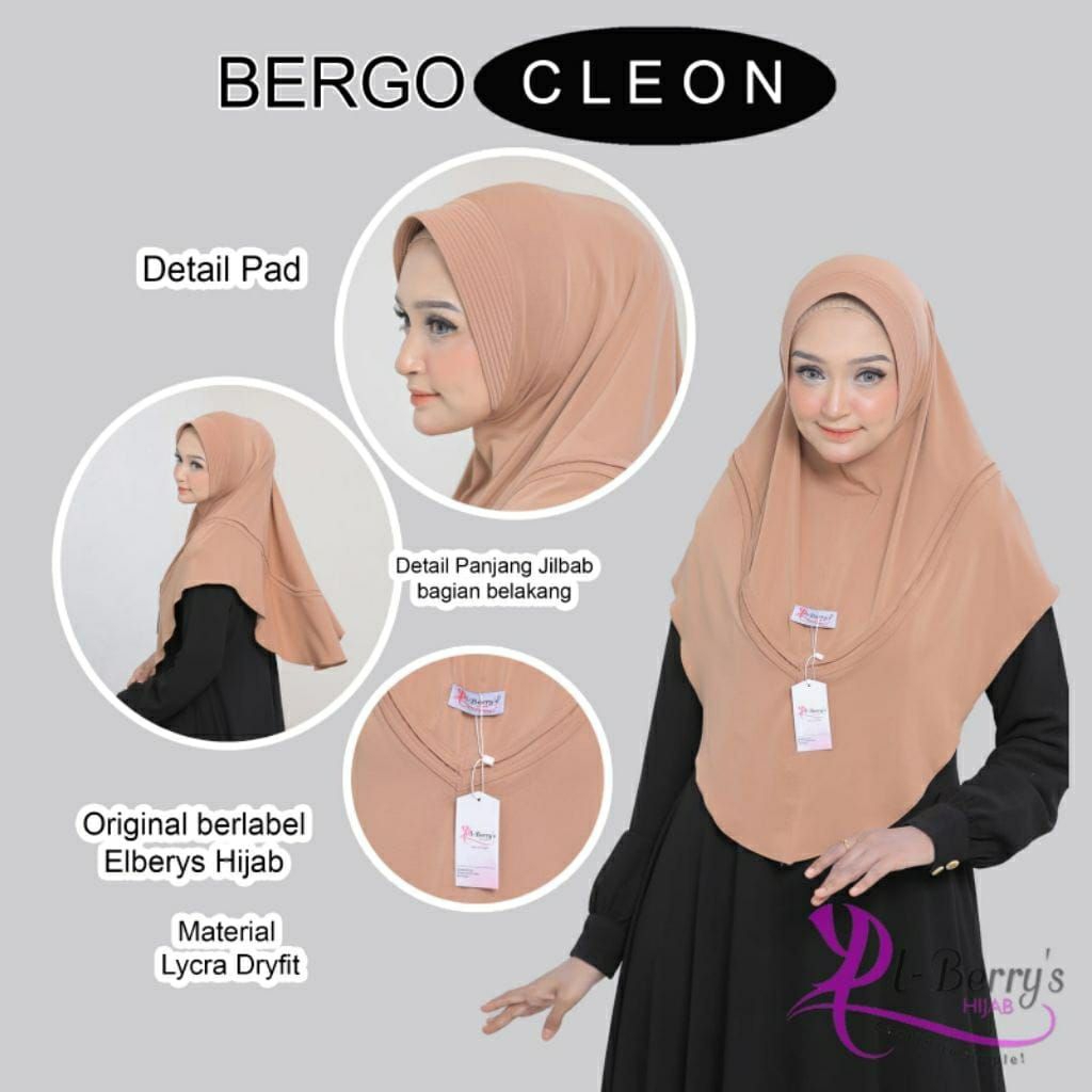 HIJAB INSTAN BERGO CLEON EL-BERRY'S ,LYCRA DRYFIT