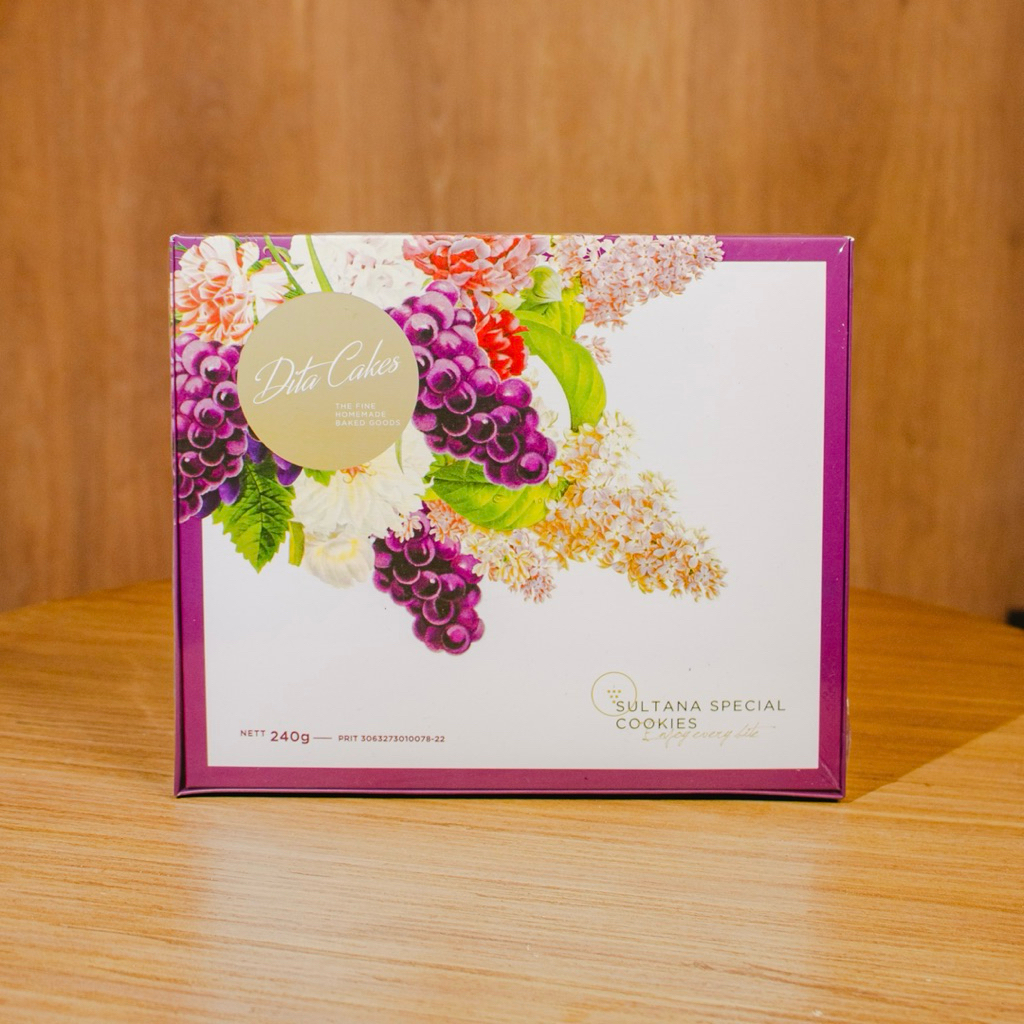 

SULTANA ORIGINAL PREMIUM COOKIES BY DITA CAKES BOX 240 GR