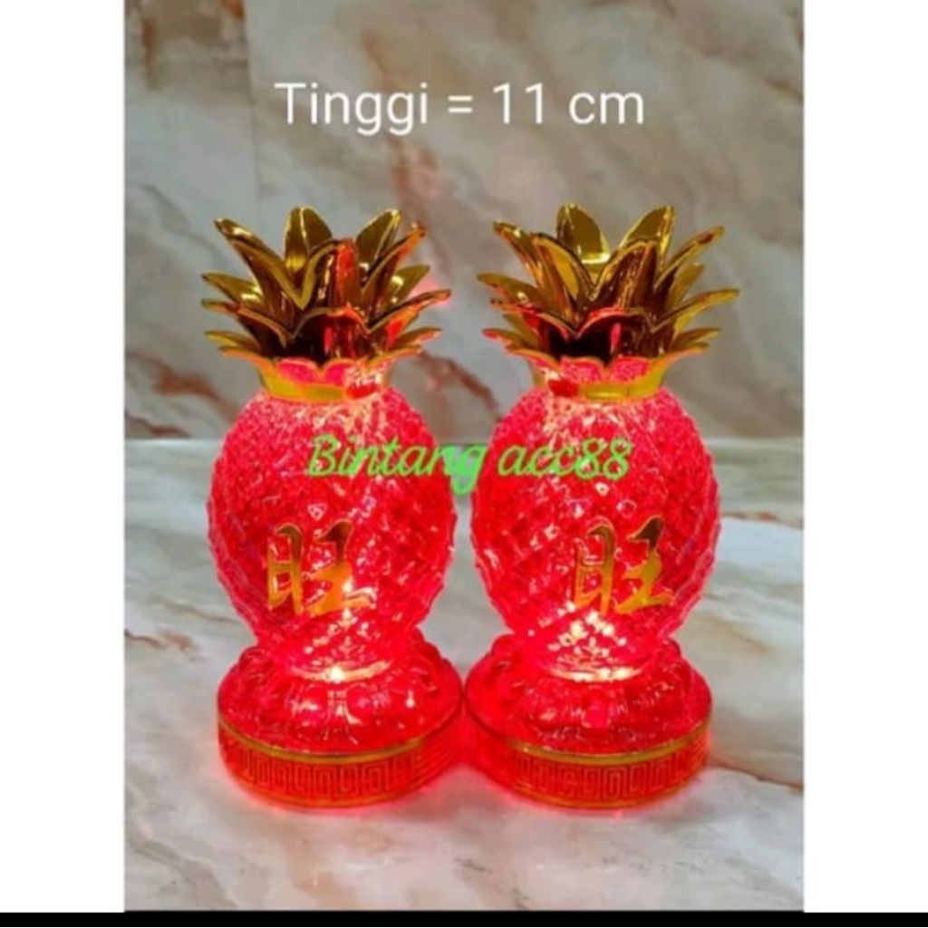 lampu sembahyang lampu altar  nenas / ong lai - 11cm - merah - baterai - h24