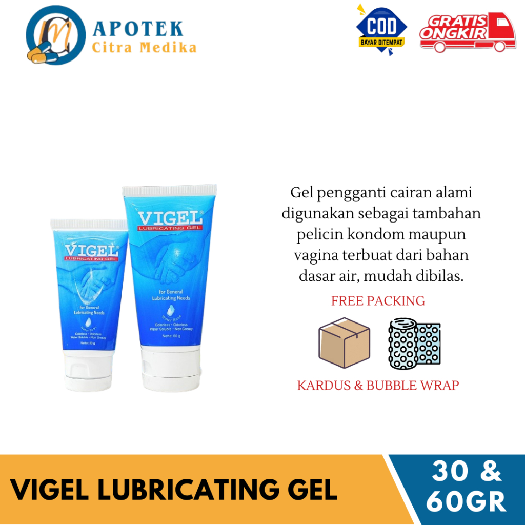 Vigel Lubricating Gel 𝟑𝟎𝐆𝐑 & 𝟔𝟎𝐆𝐑 - Pelumas/Pelicin Kondom
