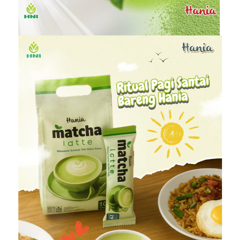 

HANIA Matcha Latte – Minuman Serbuk Teh Hijau Susu Nikmat | Isi 10 Sachet