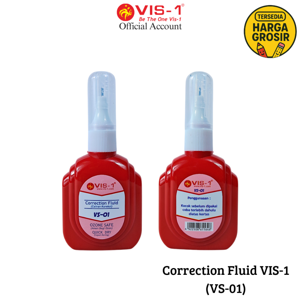 

VIS-1 Tip-Ex Cair VS-01 / Correction Fluid / Stipo Cair / Penghapus Stipo Pen