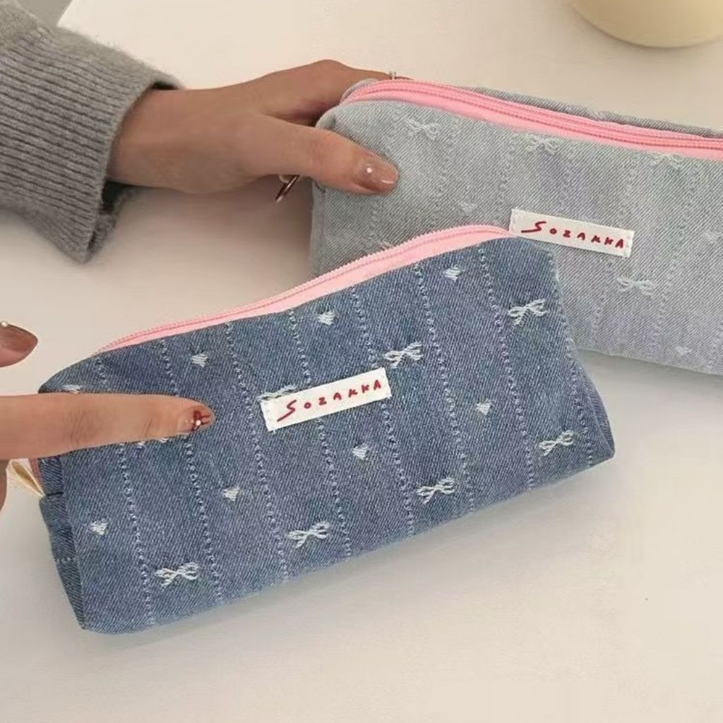 

Kotak Pensil Cewe Denim Korean Kekinian pencil case Anak Penyimpanan Alat Tulis Pouch