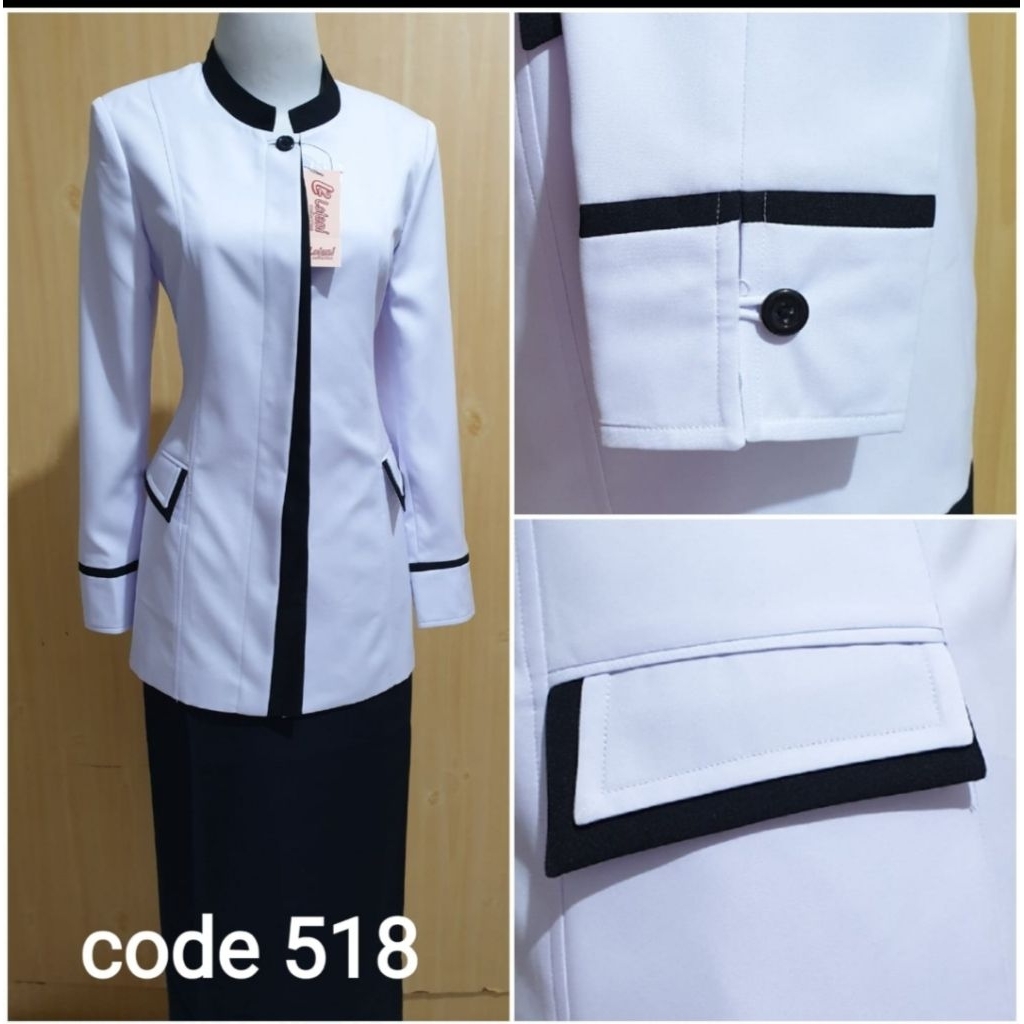Blazer baju kerja kantor hitam putih seragam dinas hitam putih blazer kantor seragam Pemda asn