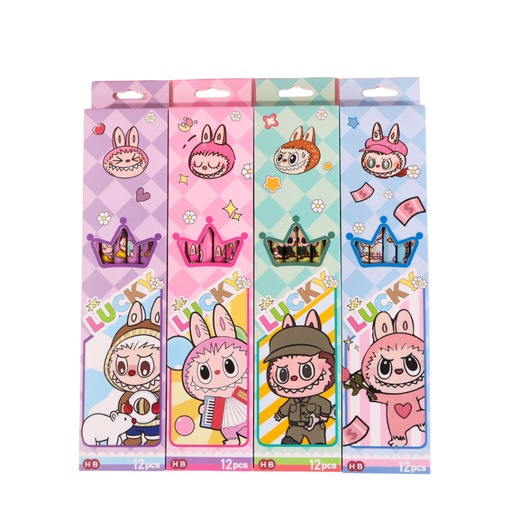 

Moka 1 Lusin Pensil Hb Motif Labubu The Trendy Doll Monster Kawaii Viral Mkp17