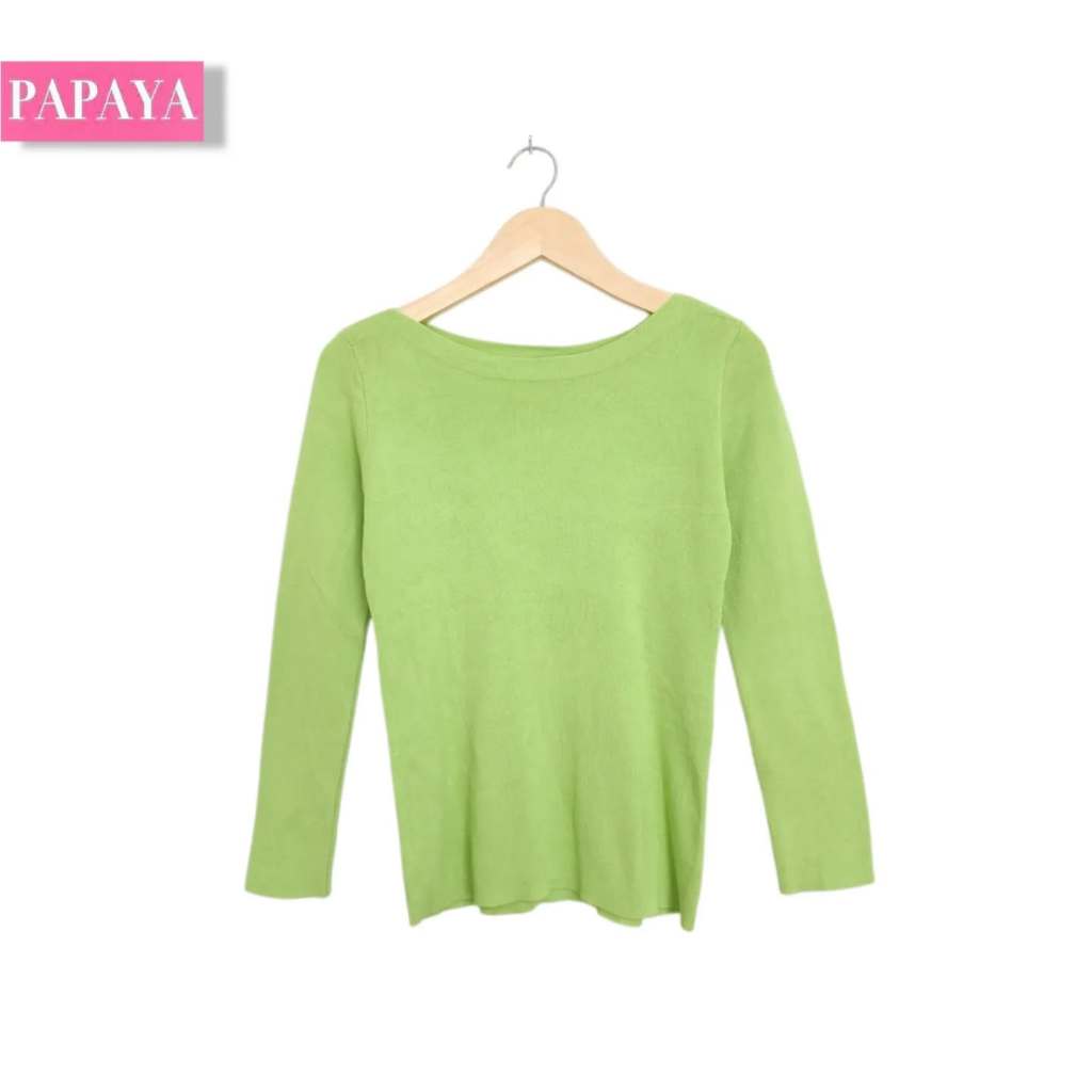 Sweater Basic Boat Neck Hijau (KODE : B95 -19 )