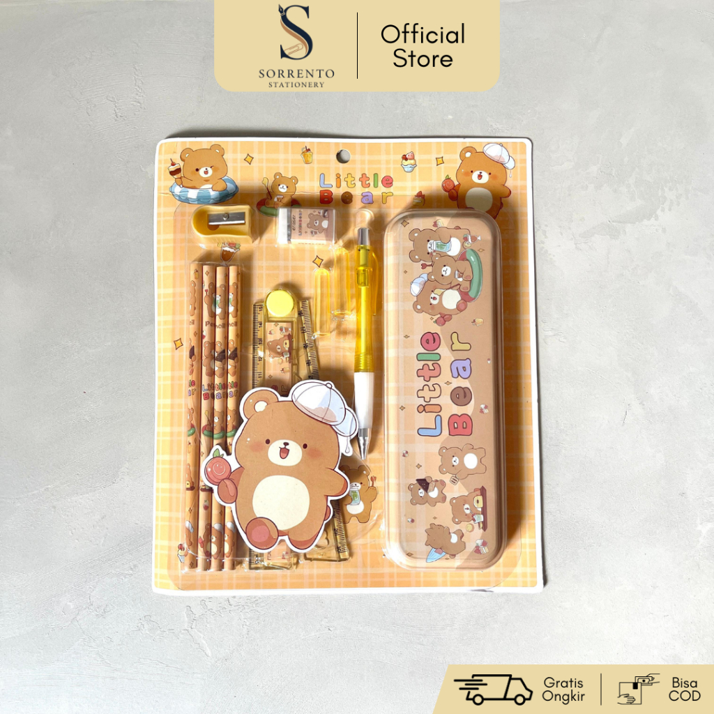 

Set Paket Alat Tulis Lengkap 6 in 1 Motif Beruang Little Bear