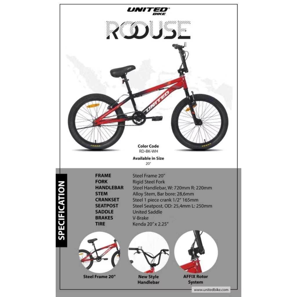 Sepeda BMX 20" UNITED ROOUSE New Original