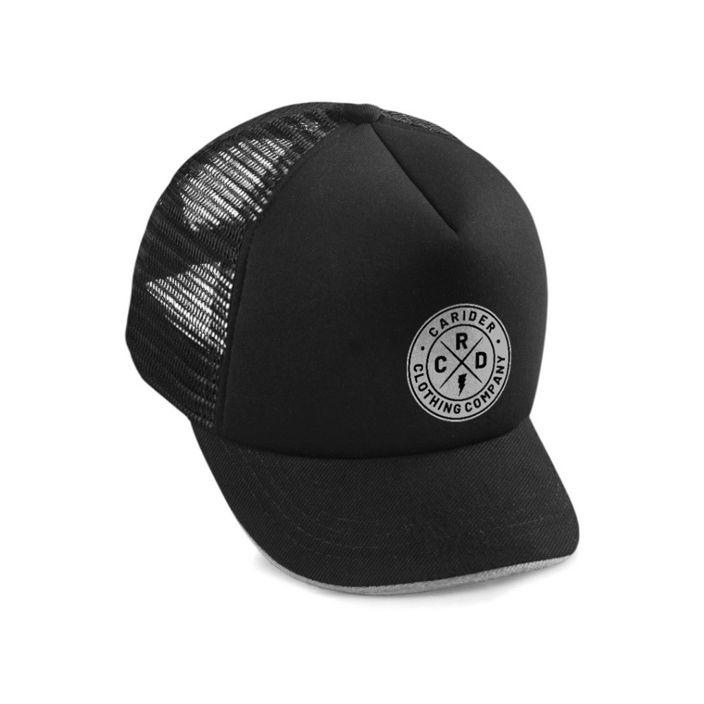 Carider Original - Topi Pria Dewasa Visor Pendek Hitam Abu Trucker Hat Jaring Black Lidah Pet Pendek