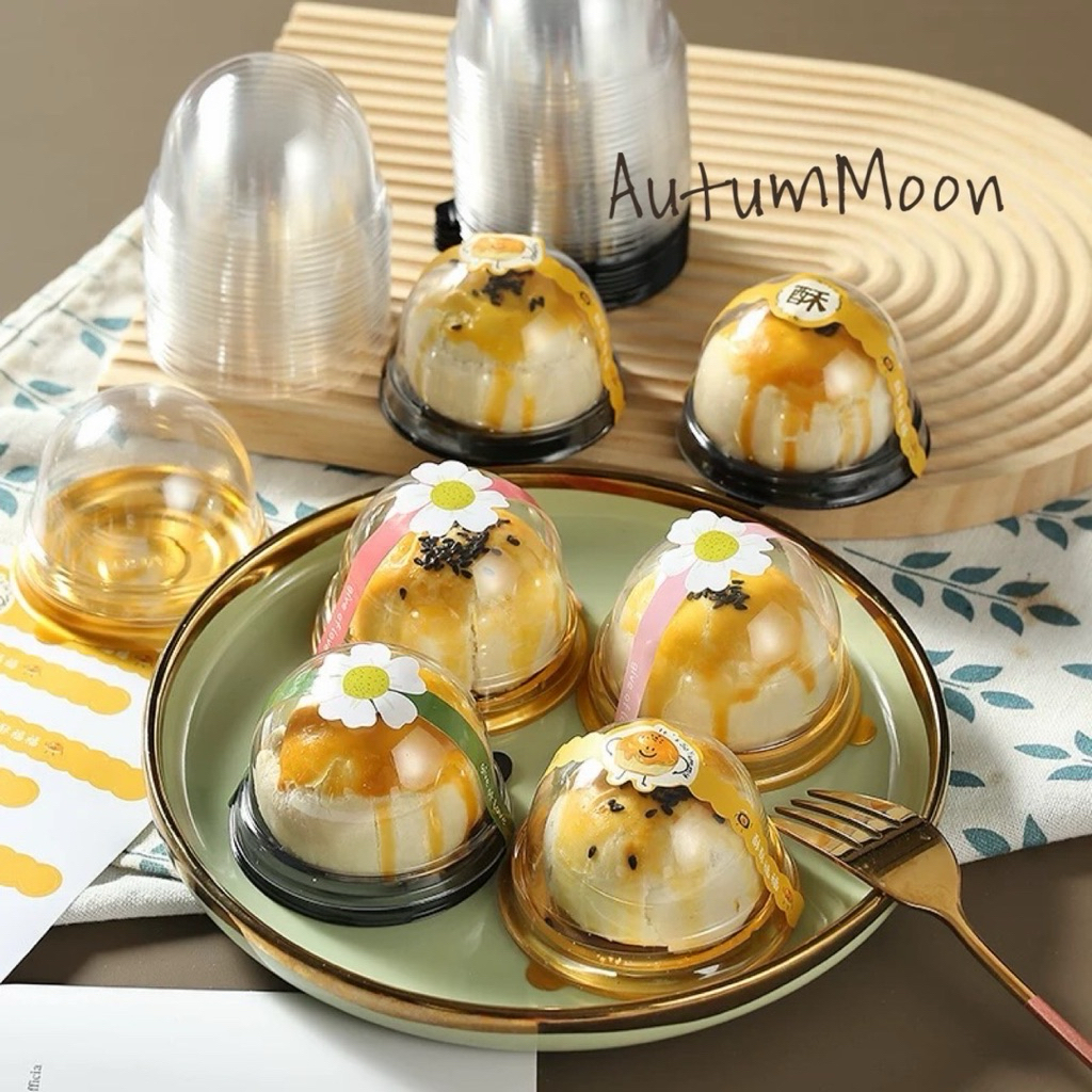 B22 (50pcs) Mika bulat Gold Dome box tempat kue pudding bulat