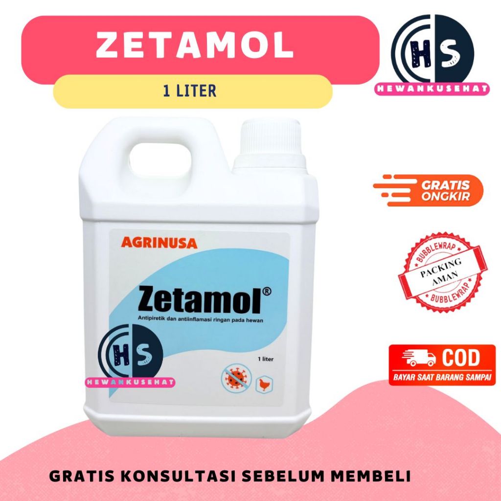 ZETAMOL 1 LITER - Obat Radang dan Demam Unggas, Paracetamol Cair like PARAGIN