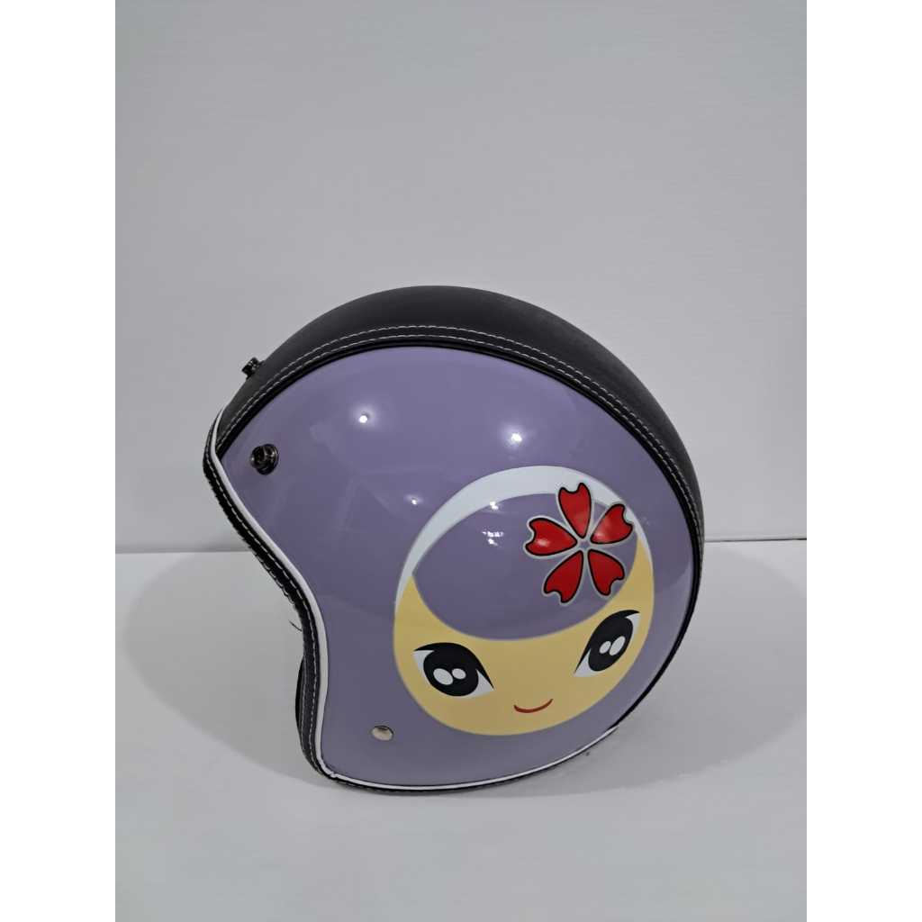 Helm Bogo BCX Semi kulit motif warna ungu tanpa kaca