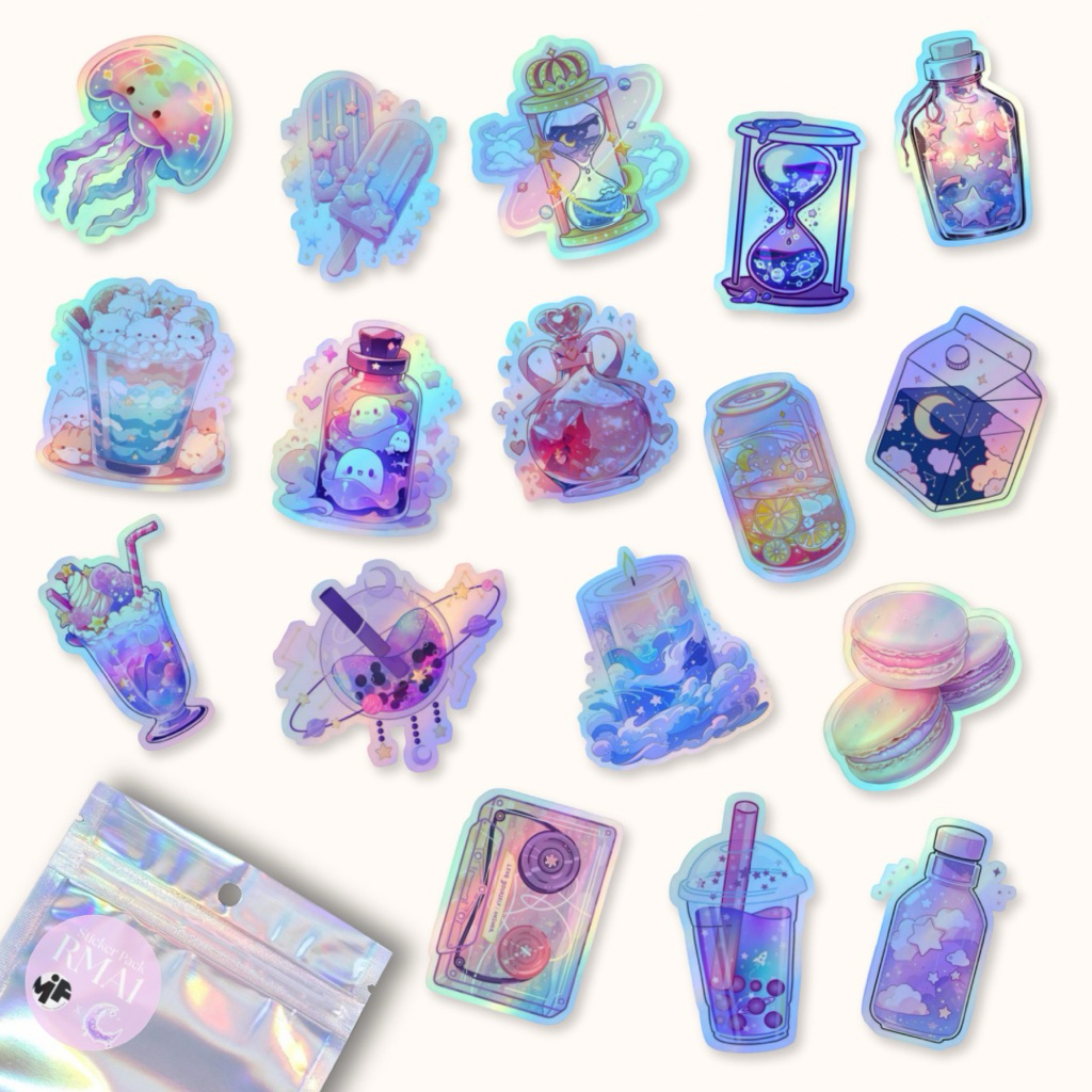 

[1 Pack] Sticker Hologram Cute Magical Stars Premium Laminasi , Stiker Hologram Cute Magical Sky Aesthetic Isi Banyak Dekorasi Laptop Tumblr Gitarg