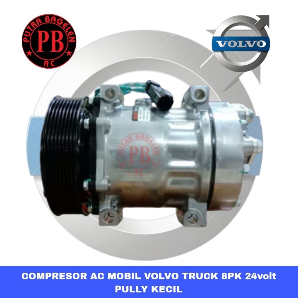 compresor kompresor ac mobil volvo truck 8pk 24v ( puly kecil 13.5 )
