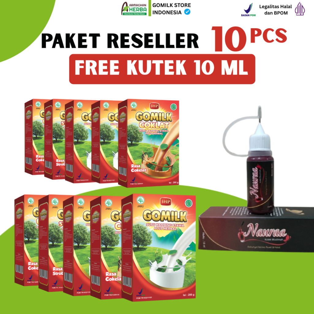 

(COD) Paket Reseller 10 Box Gomilk Susu Kambing Etawa Plus Herbal Mengatasi masalah Pernafasan dan Pencernaan