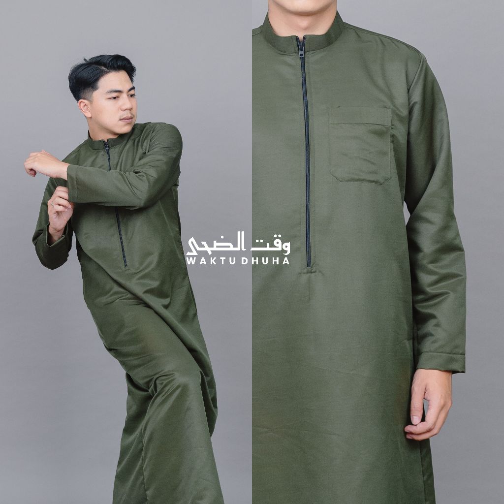 Terbaru Waktu Dhuha - Gamis Cowok Lengan Panjang Model Resleting Terbaru