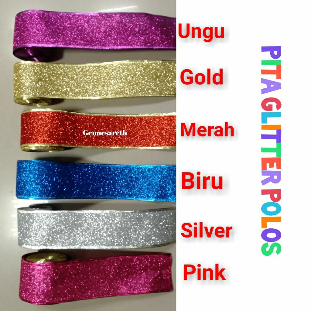 

Pita Natal Kawat Glitter/Pita Natal Polos/Pita Natal Meteran/Lebar 6cm