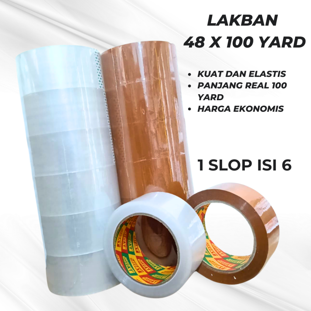 

6 ROL LEBIH HEMAT LAKBAN BENING COKLAT LAKUAT 48 X 100 YARD