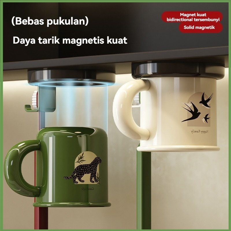 Gantungan Sikat Gigi Tempel Rak Alat Kamar Mandi Tempel Tanpa Bor Rak Sikat Gigi + Gelas Kumur Tempe