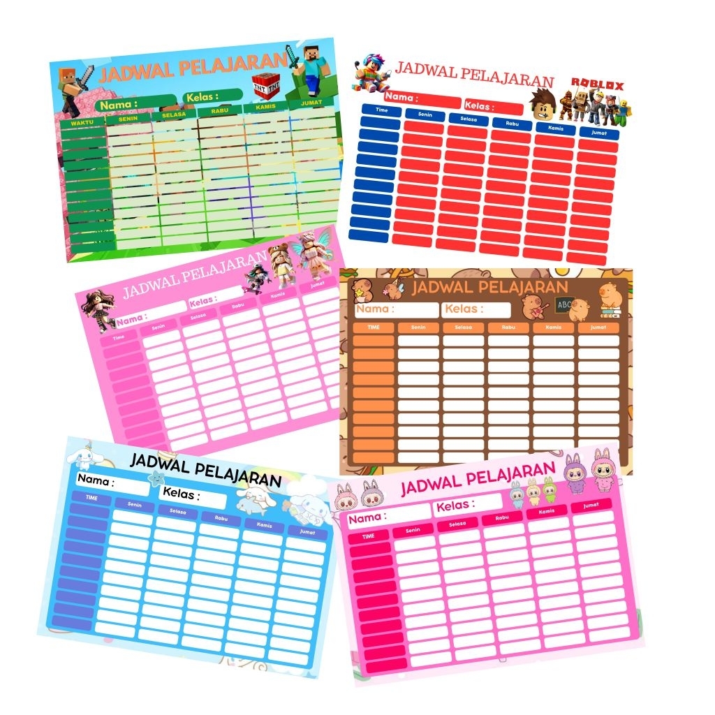 Kertas Jadwal Mata Pelajaran Sekolah Poster Mapel