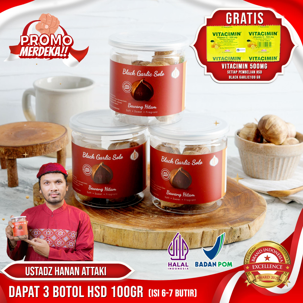 

3 BOTOL HSD Black Garlic Solo ( Bawang Hitam Tunggal) 100 Gr