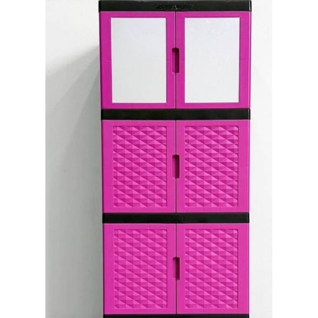 Lemari Plastik 3 susun  KACA 2 TEBAL PONTIANAK