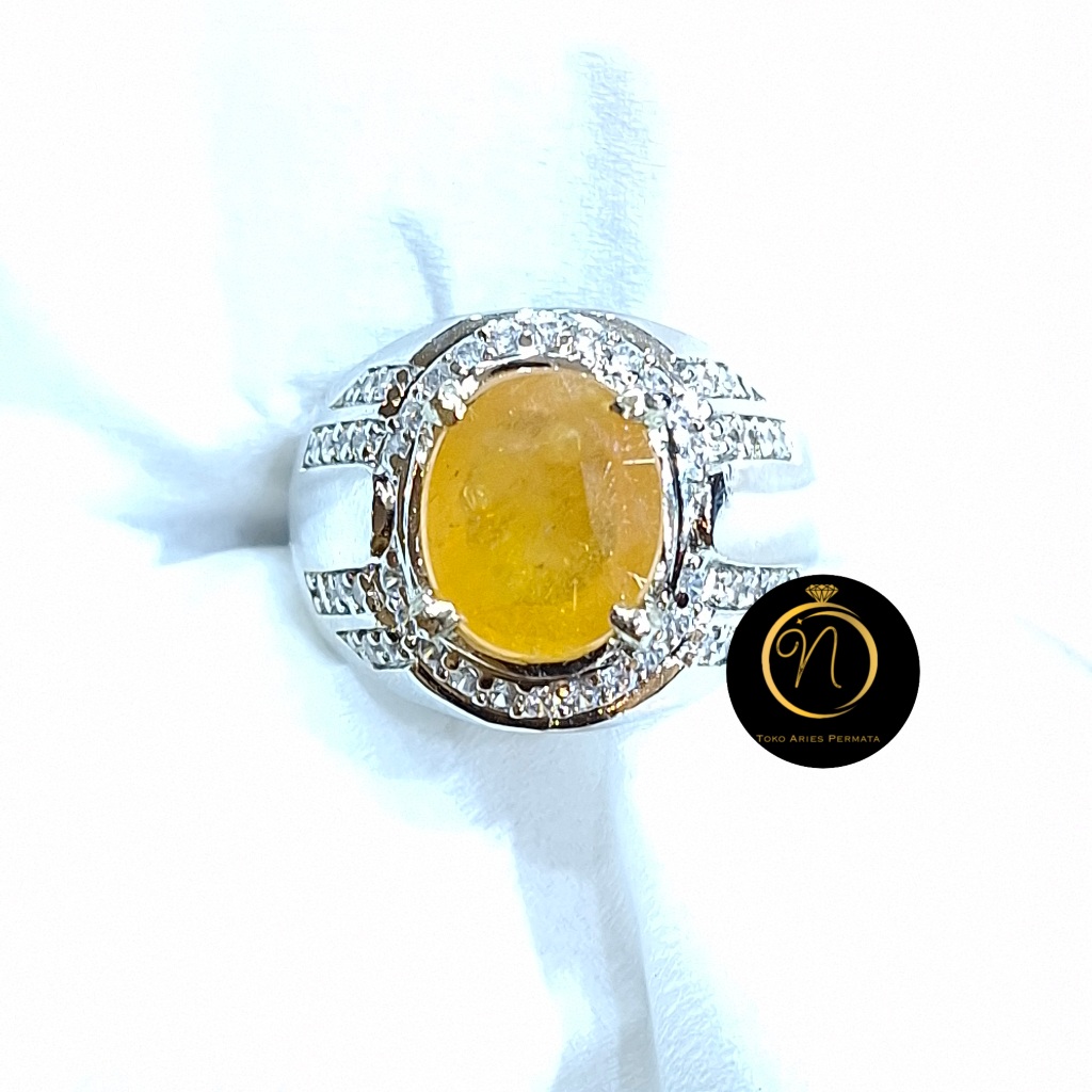 Cincin Batu Permata Yellow Sapphire Super Premium dan Super Mewah Dim 10x12