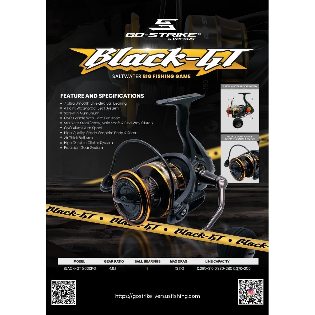 Reel Spinning Versus Go Strike Black Gt 8000 PG Power Handle