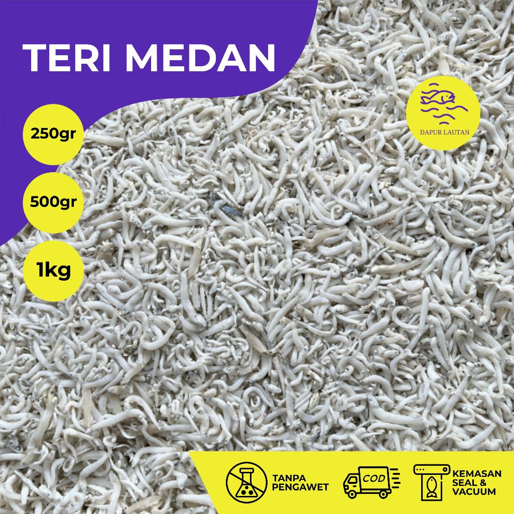 

Ikan Asin Teri Nasi / Teri Medan Berat 250 gram, 500 gram, & 1 kg.
