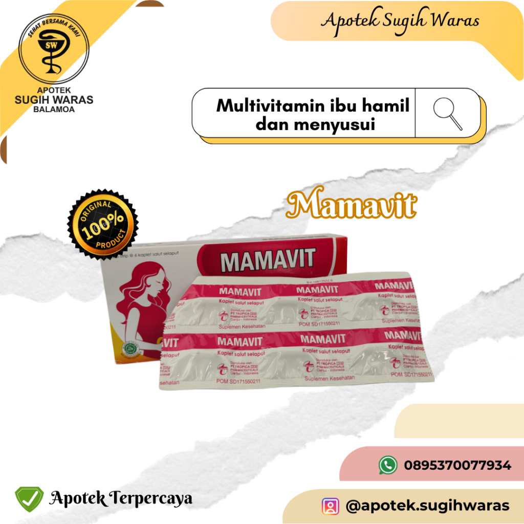 Mamavit Suplement Ibu Hamil 1 Box Isi @5 Strip 6 Kapsul Mamavit Vitamin Ibu Hamil Multivitamin Ibu H