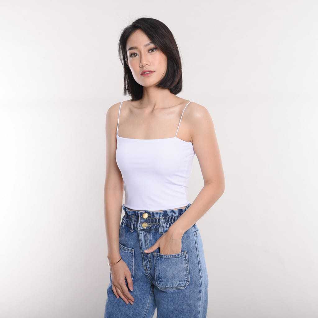 CUCI GUDANG Kemben Daleman Wanita Tanktop Croptop Polos Tali Tipis Spaghetti Street Korean Style